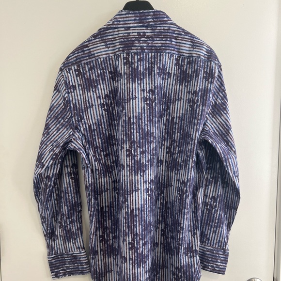 Men's Blue Patterned Shirt - Picture 2 of 7